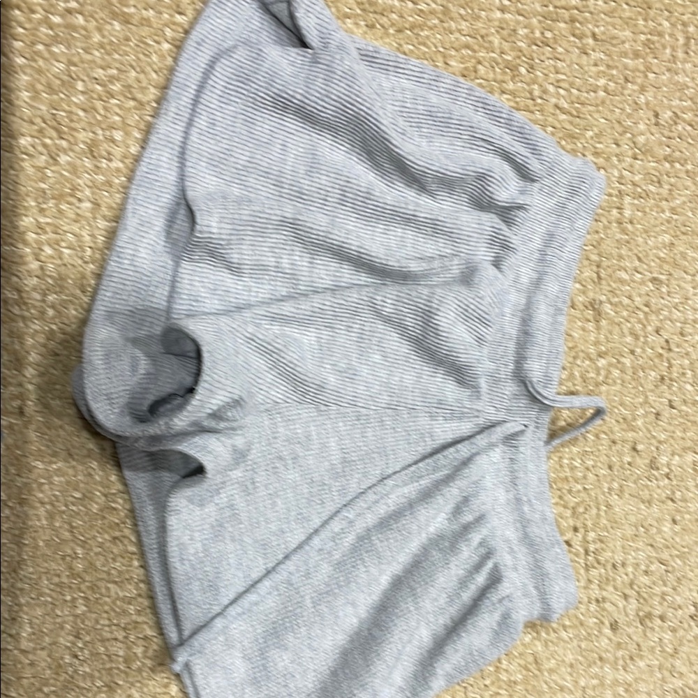 Gray Ribbed Knit Shorts